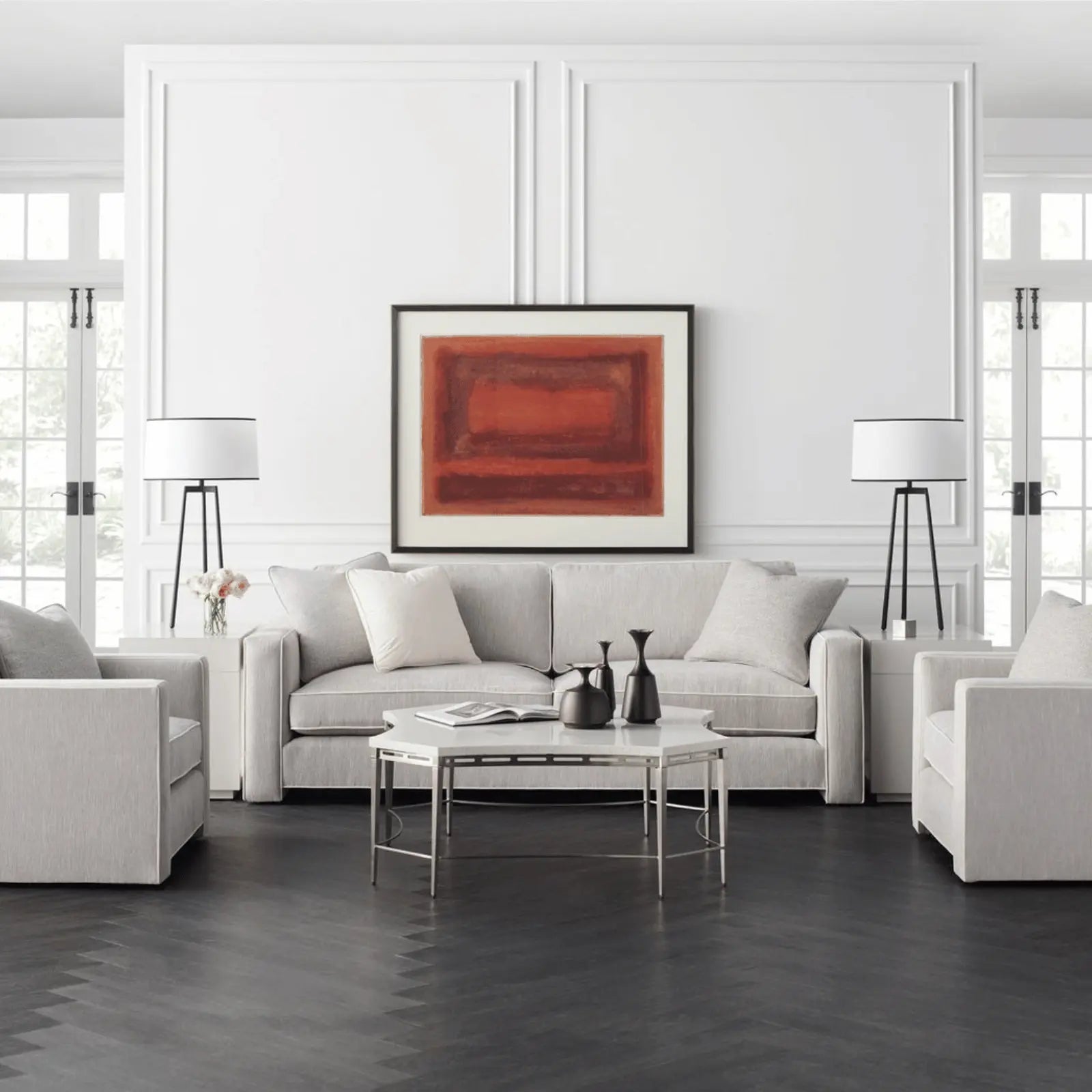 Caracole Upholstery Welt Played Loveseat Sofa